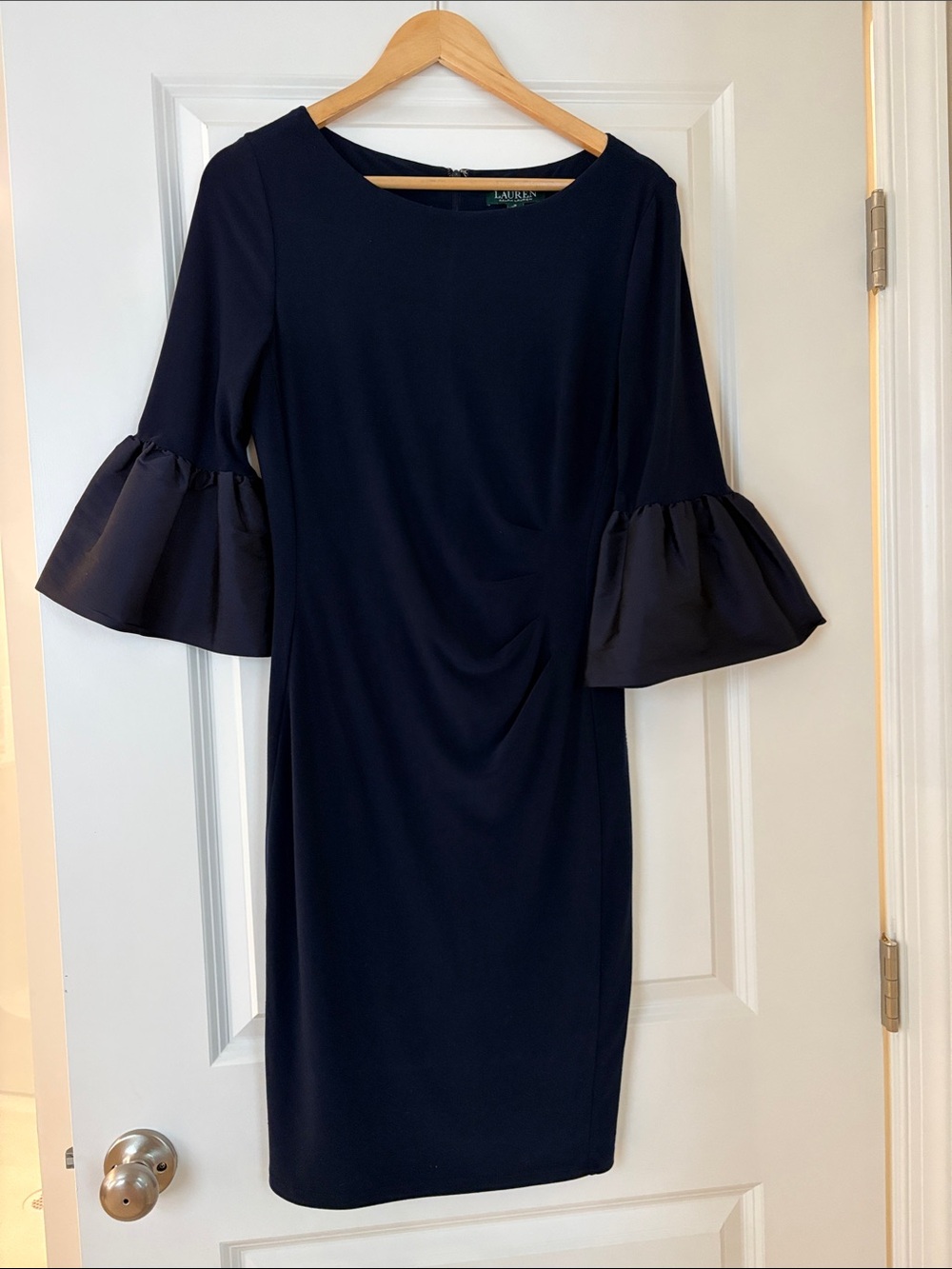 Lauren Ralph Lauren Navy Bell-Sleeve Midi Dress